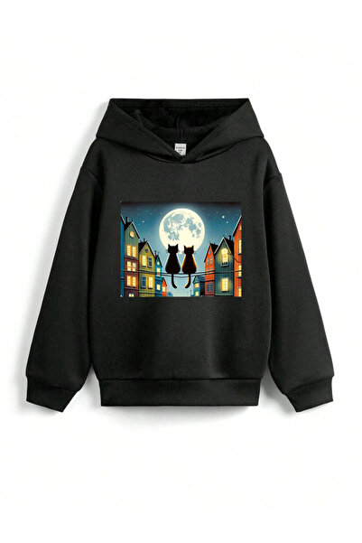 stil x Hanorac pentru copii cu glugă cu imprimeu cu pisici drăguțe