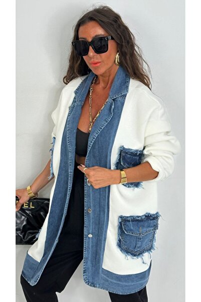 auzou eveil Kadın jean pamuklu ceket new model