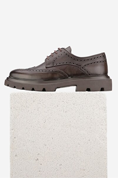 TUNAELLİ ERKEK KAHVERENGİ HAKİKİ DOĞAL DERİ 39-45-46 NUMARA EVA TABAN BAĞCIKLI AYAKKABI