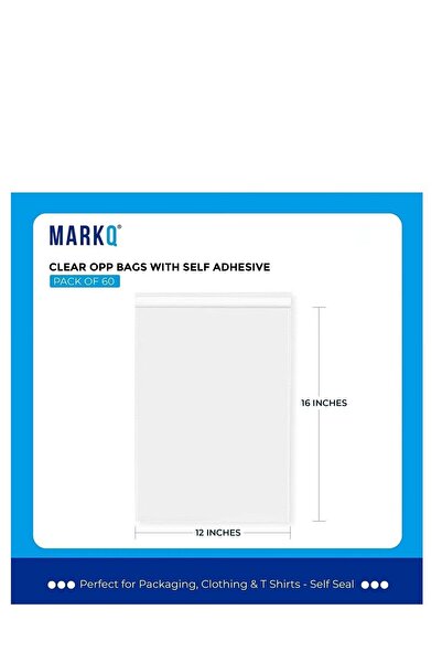 MARKQ 12" x 16" Clear Resealable Poly Mailers Bag [55 Pcs] Self-Sealing Cello Bags for Wrappers & Favors