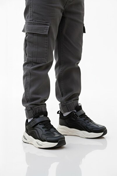 WALKWAY Black-White Seasonal Lightweight Flexible Children's Sports Shoes Cool Toti P