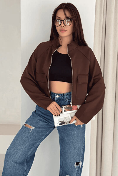 cemo Kadın Scuba Metal Fermuarlı Kısa Ceket – Minimal & Şehirli Dokunuş