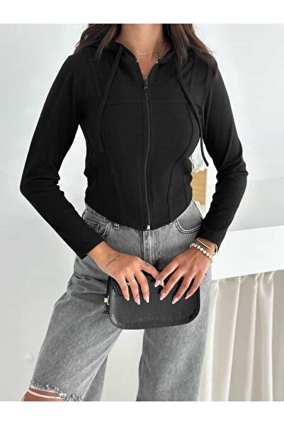 cemo ÖNÜ FERMUARLI KAPŞONLU CROP