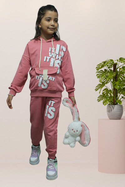 newhappylife Set de trening pentru fetiță cu glugă & cu scris & cu imprimeu &...