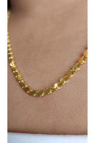 Cemal Demircioğlu Pullu Halep 14 Ayar Altın Kalın 55cm 4mm Kadın Erkek Zincir Kolye