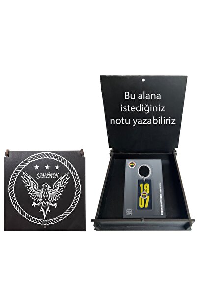 Fenerbahçe Licensed Yellow-Navy Blue 1907 Written Keychain with Canary Wooden Box