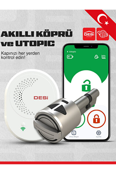 Desi İnternet Kontrollü Utopic R Akıllı Kapı Kilidi Telefon Kontrollü Akıllı Kilit