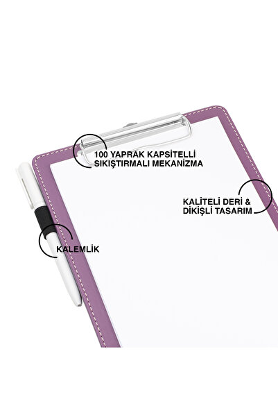 2K Secretary, A5 Small Size, Without Cover, A5 Clipboard Vegan Faux Leather, 17.5X24.5 Cm., Lilac/Purple