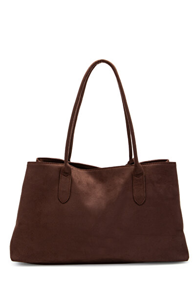 minebag Suede Magnet Closure Diaz Handle Bag Brown