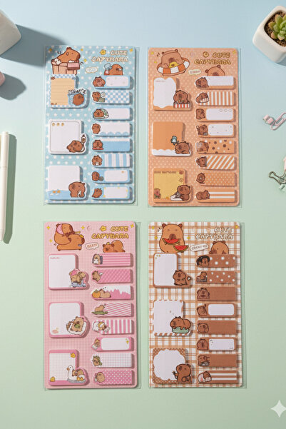 NaSaDAN 1 Adet Kapibara Sevimli Ayraç ve Yapışkanlı Not Kağıdı Sticky Note - Öğrenci Ofis Kırtasiye