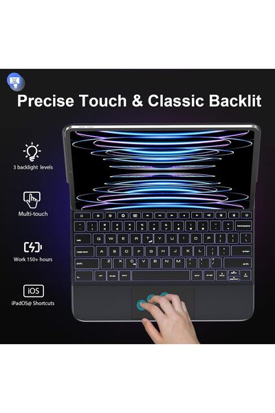 HYX iPad Pro 12.9 Magic Case with Keyboard, Multi-Touch Trackpad, Backlight