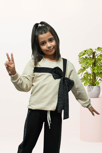 newhappylife Σετ αθλητικής φόρμας για κορίτσια με φιόγκο & πέτρες & παγιέτες ...