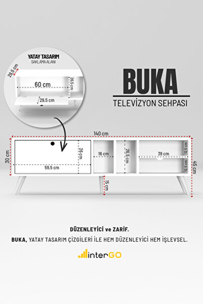 interGO Buka TV Sehpası, TV Standı, Televizyon Ünitesi
