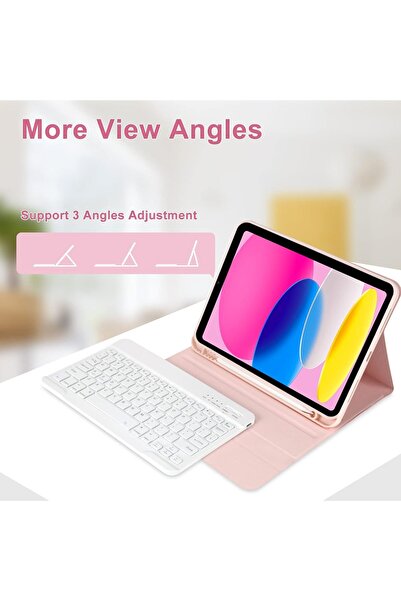 HYX iPad 10th Generation Case with Keyboard (10.9", 2022), Detachable - Pencil Holder - Flip Stand C