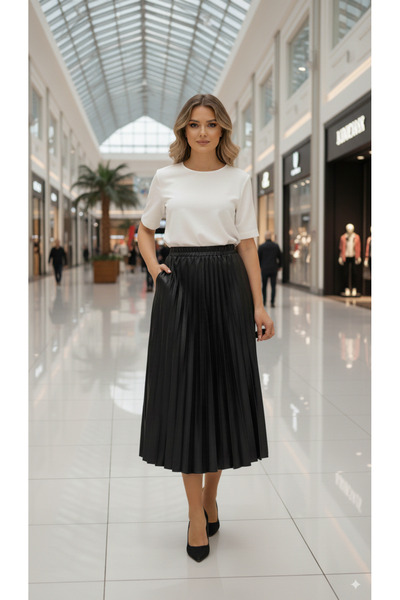 Ceremony Plise Leather Skirt