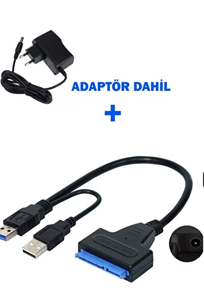 GABBLE USB 3.0 To 2.5-3.5 Inç Sata Çevirici + 12 Volt Adaptör DAHİL