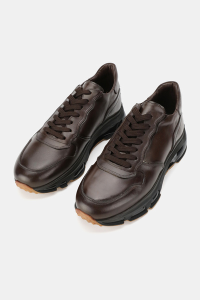 TUNAELLİ ERKEK KAHVERENGİ HAKİKİ DOĞAL DERİ 39-46 NUMARA EVA TABAN BAĞCIKLI SNEAKER AYAKKABI
