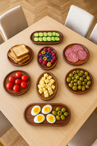 Onouqo Oasis Wooden 8-Piece Breakfast Set, Breakfast Utensils, Serving Tray (...