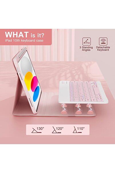 HYX for iPad 11th 10th Generation Case with Keyboard, Magnetic Wireless Detachable Folio case wi