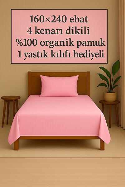 Loova Lastiksiz çarşaf tek kişilik %100 pamuk 4 köşe dikili 1 yastık kılıfı h...