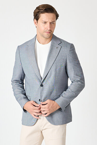 Frappoli Zasue Men's Navy Blue Linen Look Sports Blazer Jacket