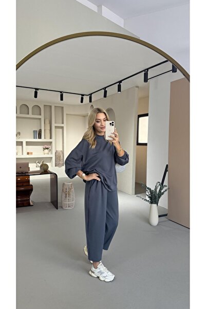 Sezgi Tekin Antrasit Slouchy Pantolon Sweat Modal Takım