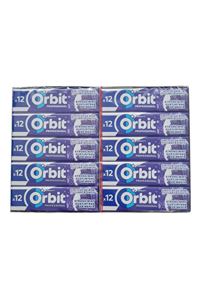 Wrigleys ORBIT PROFESSIONAL STRONG MINT - Pachet de 12 pastile Guma cu aroma de menta, 30 de bucati x 16.8 Gr