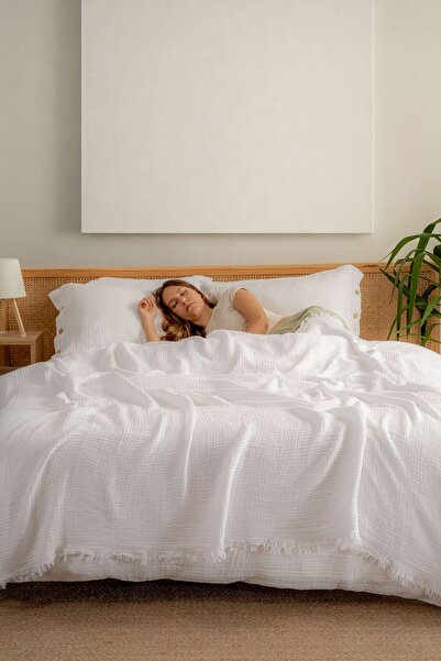 MYLASA HOME Muslin Bedspread Ultra Soft High Quality 4 Layers Muslin Pike (Single Size (240X240 cm)