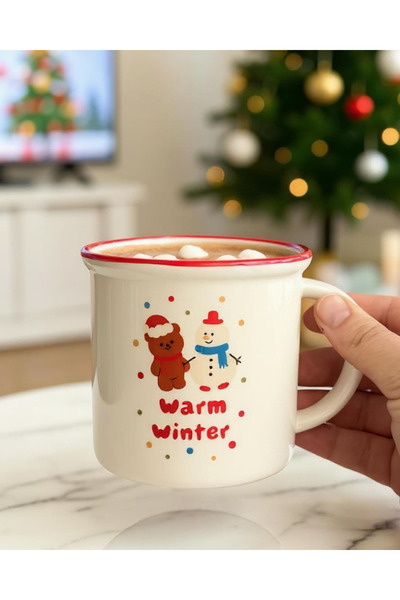 Home Christmas Snowman Cookie Gift Red Detailed Mug