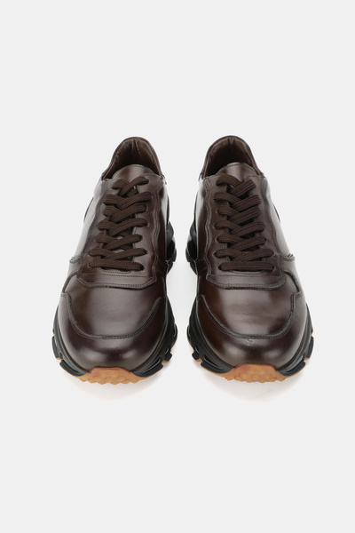 TUNAELLİ ERKEK KAHVERENGİ HAKİKİ DOĞAL DERİ 39-46 NUMARA EVA TABAN BAĞCIKLI SNEAKER AYAKKABI
