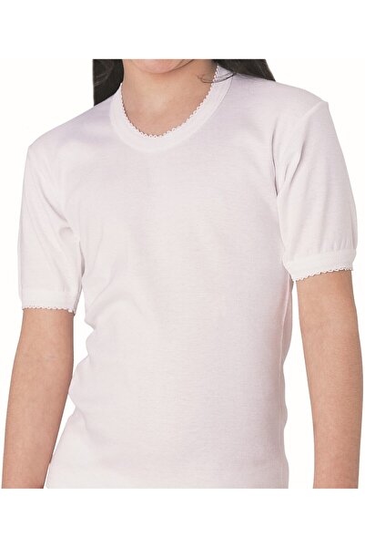 GUNERI UNDERWEAR Girl's White Half Sleeve Undershirt Tank Top 100% Cotton Und...