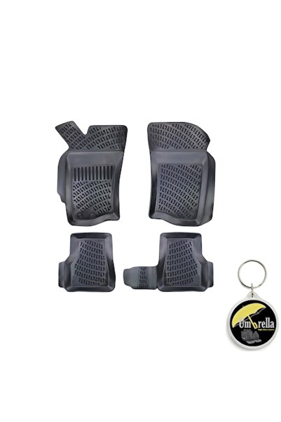 Umbrella Set 4 covorașe auto din cauciuc tip tavă Premium Line 3D pentru FIAT ALBEA 2002-2012 și breloc