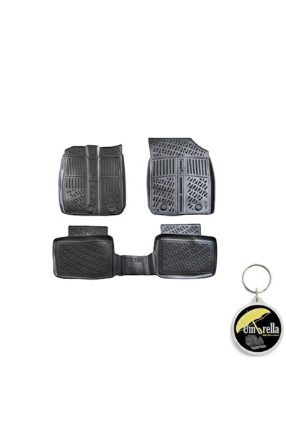 Umbrella Set 4 covorașe auto din cauciuc tip Premium Line 3D pentru DACIA SPRING ELECTRIC 2022- și breloc
