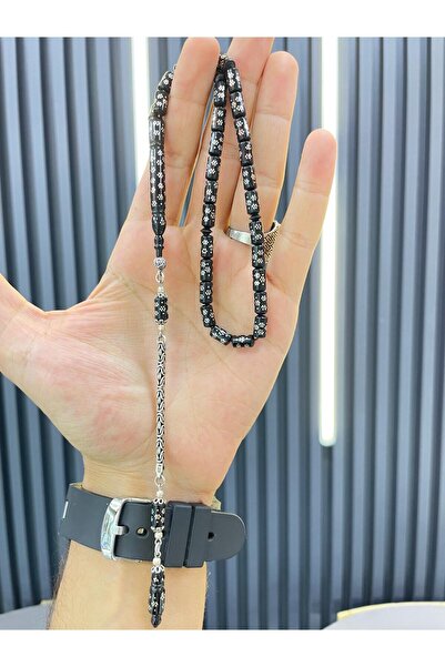 AHMET SİLVER Kesme Model İşlemeli Kuka Tesbih