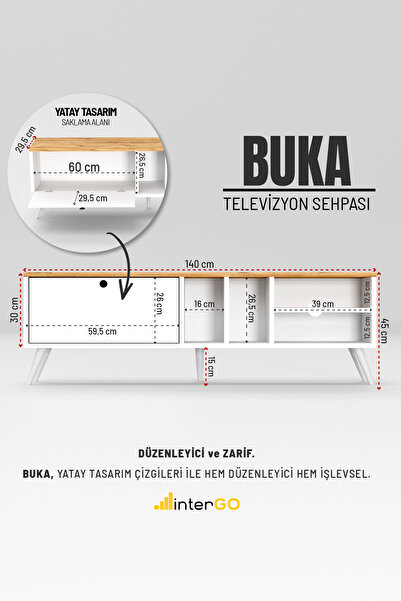 interGO Buka TV Sehpası, TV Standı, Televizyon Ünitesi