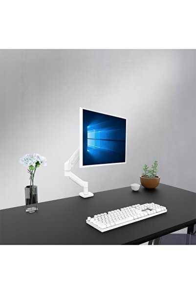 gaman Beyaz Amortisörlü 13''-32'' Kadar Uyumlu Monitör Standı Masa Kenarına S...