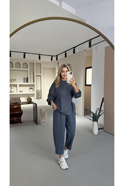 Sezgi Tekin Antrasit Slouchy Pantolon Sweat Modal Takım
