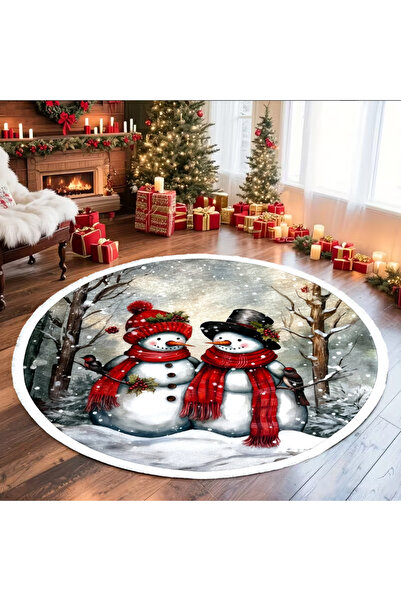 OEM Covor decorativ de Crăciun, rotund, antiderapant, diametru 100 cm, CCR104