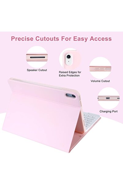 HYX iPad 10th Generation Case with Keyboard (10.9", 2022), Detachable - Pencil Holder - Flip Stand C