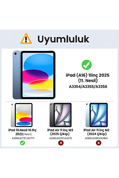 redmud teknoloji İpad 11.Nesil A16 11 İnç/10.Nesil 10.9 İnç Uyumlu Uyku Modlu Yatay Standlı Sert Smart Tablet Kılıfı