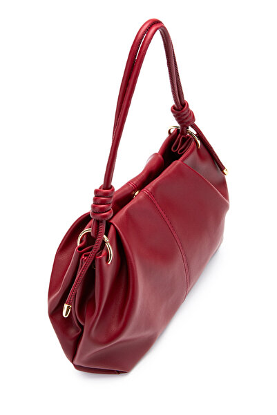 minebag Drawstring Detailed Faux Leather Chen Arm Bag Red