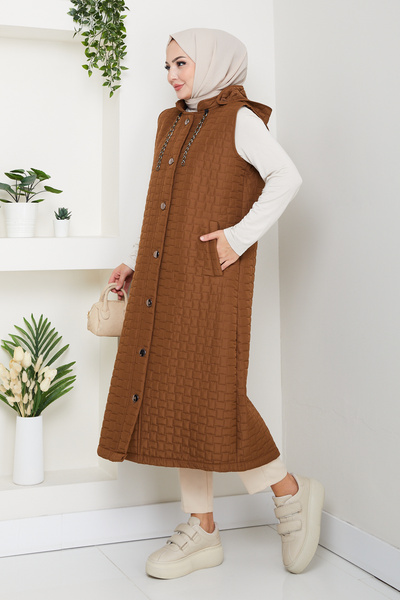 Pamuk Butik Kadın Büyük Beden Cepli Kapitone Yelek