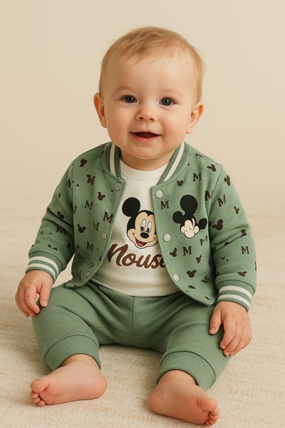 AKİ MODA KİDS Baby Boy 100% Cotton Hooded Cardigan Baby Suit