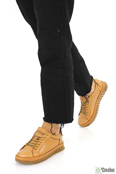 Mammamia Kadın Hakiki Deri Ortopedik Spor Tarz Lastik Bağcıklı Günlük Ayakkab...