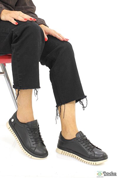 Mammamia Kadın Hakiki Deri Ortopedik Spor Tarz Lastik Bağcıklı Günlük Ayakkab...