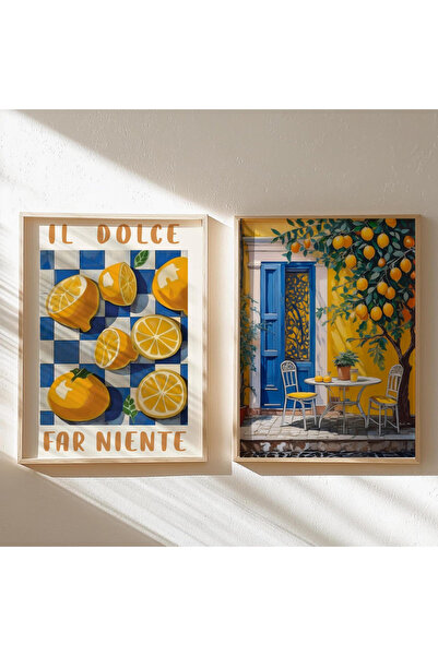 Tuba Decor İKİ Parça Ahşap Çerçeveli Oturma Odası Salon Mutfak Tablo