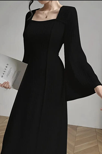 missamour Women's Black Floral Spanish Sleeve Dress