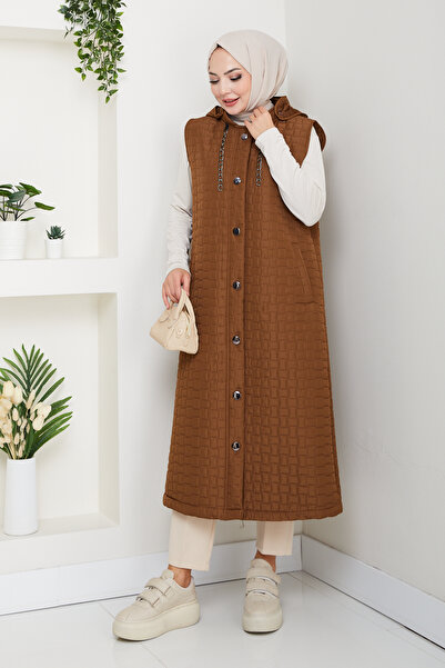 Pamuk Butik Kadın Büyük Beden Cepli Kapitone Yelek