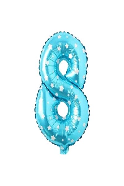 İSTOÇ PARTİ Dotted Blue Color Number Foil Balloon 40 cm - 8