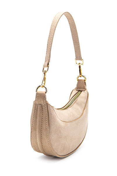 minebag Suede Half Moon Women's Crossbody Bag Lance Beige